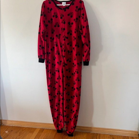 Disney Red Pajama Set with Black Mickey Pattern - Picture 1 of 7